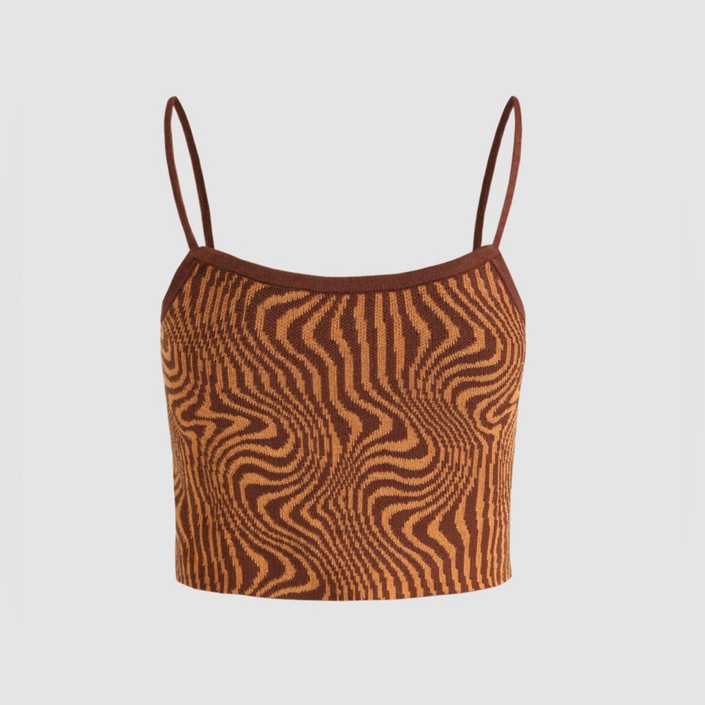 Cider LEOPARD KNIT TANK TOP size m